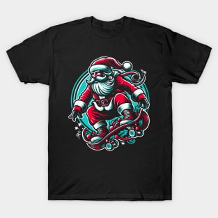 santa playing skateboard t-shirt T-Shirt